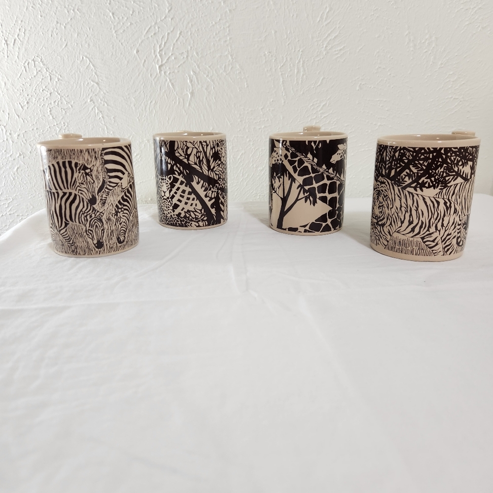 4 Royal Crown Arna Korea Ceramic Cheetah Zebra Giraffe Tiger Vintage